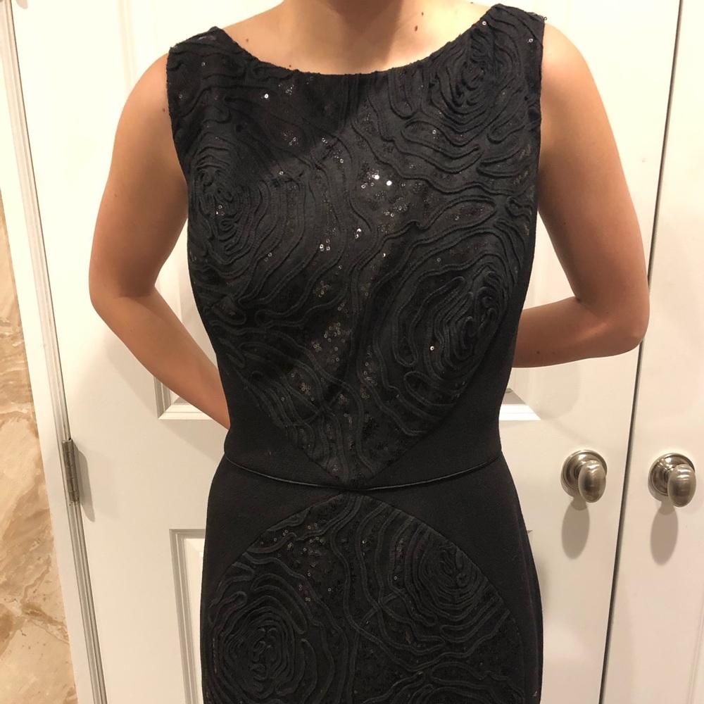 Carmen Marc Valvo Black embroidered dress 12